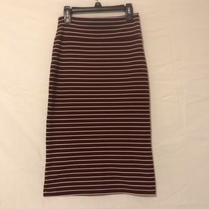 Popular Basics maroon and cream striped mini skirt